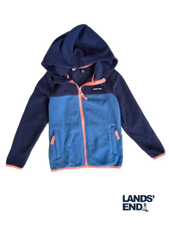 Lands' End Other - 4/$29 Lands End Kids fleece jacket size 5 Navy/Blue Print full zip hoodie